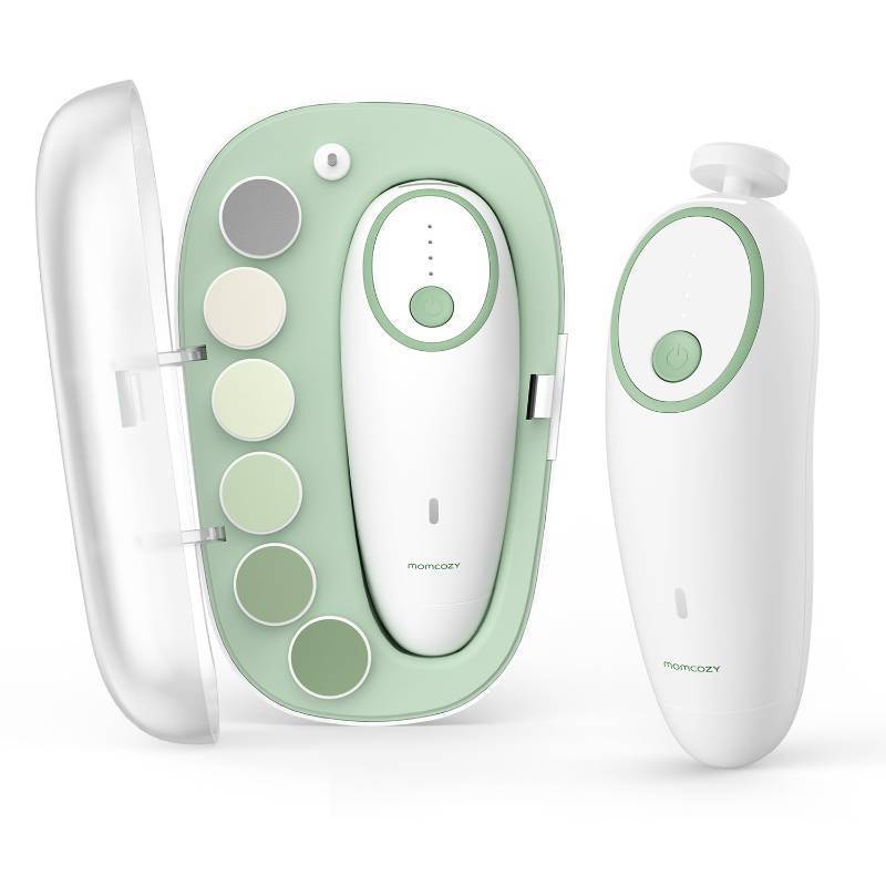 lot 14209 image: Momcozy Baby Nail File Electric, Gentle Baby Nail Trimmer Electric, Baby Nail Clipper with Night Light, 7 Grinding Head Replacement Pads, Green