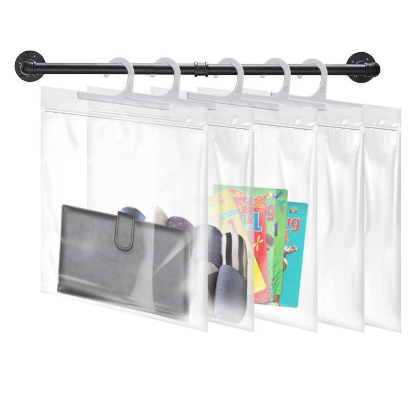 lot 12180 image: Hanging Storage Bags 24 Pack, Large Hook 10 x 12.5-inch Clear Plastic Bags for Classroom, Library and Pharmacy Use