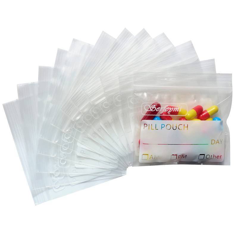 lot 14213 image: Serfeymi Pill Bags for Travel Pill Pouch Organizer Pack of 240 BPA Free 3 x 2.75 inch Reusable Pill Pouches for Medicine with Write on Label & Zipper Seal Waterproof AM PM Pill Baggies for Supplements