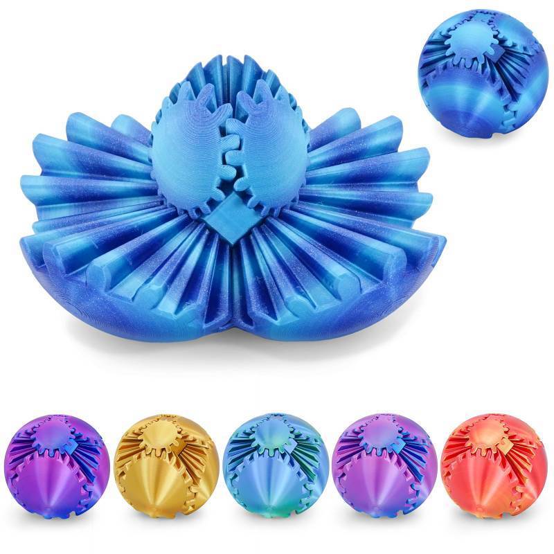 lot 4352 image: Gear Ball 3D Printed Cube Fidget Toy,Gear Sphere Fidget Toys,Sensory Toys for Stress and Anxiety Relief, Desk Toy Fidget Spinners,Stocking Stuffers for Adults & Kids Gift (Aurora Blue, 3.1 Inch)