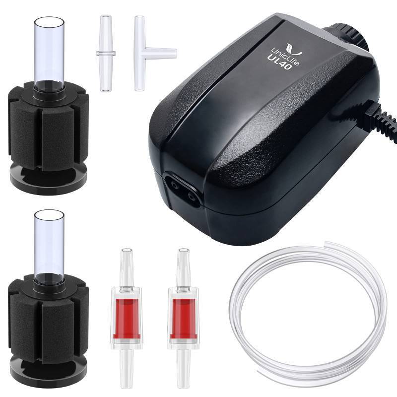 lot 6322 image: Uniclife Aquarium Air Pump Adjustable 4 LPM 2 Outlets Oxygen Pump with Accessories 100 Gallon Fish Tank