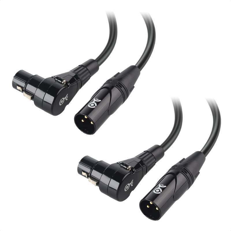 lot 4363 image: Cable Matters 2-Pack Right Angle XLR Cable, Short XLR Microphone Cable - 0.5ft, Oxygen-Free Copper (OFC) Microphone Right Angle Cord, Mic Cord, Black