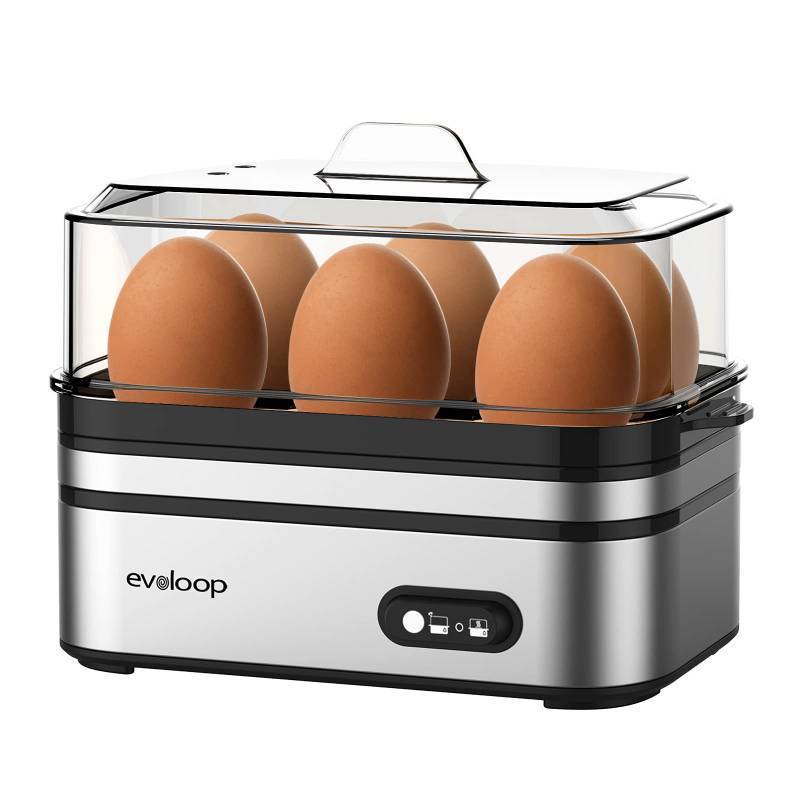 lot 6325 image: Evoloop Rapid Egg Cooker Electric 6 Eggs Capacity, Soft, Medium, Hard Boiled, Poacher, Omelet Maker Egg Poacher With Auto Shut-Off, BPA Free