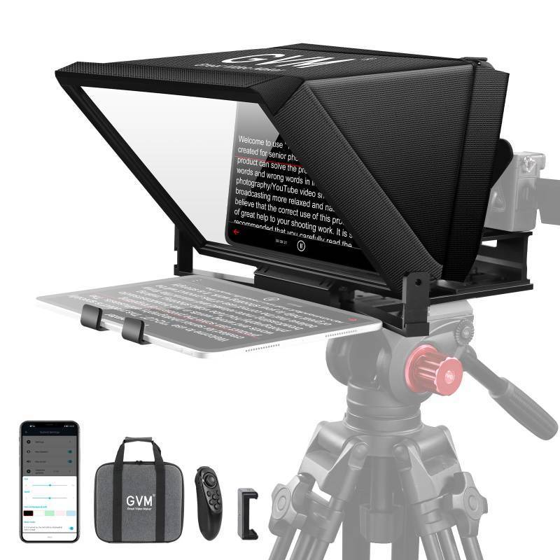lot 12206 image: GVM 12 Teleprompter kit with Remote Control & App, Collapsible Teleprompter for iPad Tablet Phone DSLR Camera, Prompter with Carry Case, HD Refective Display, for Video RecordingVlogger