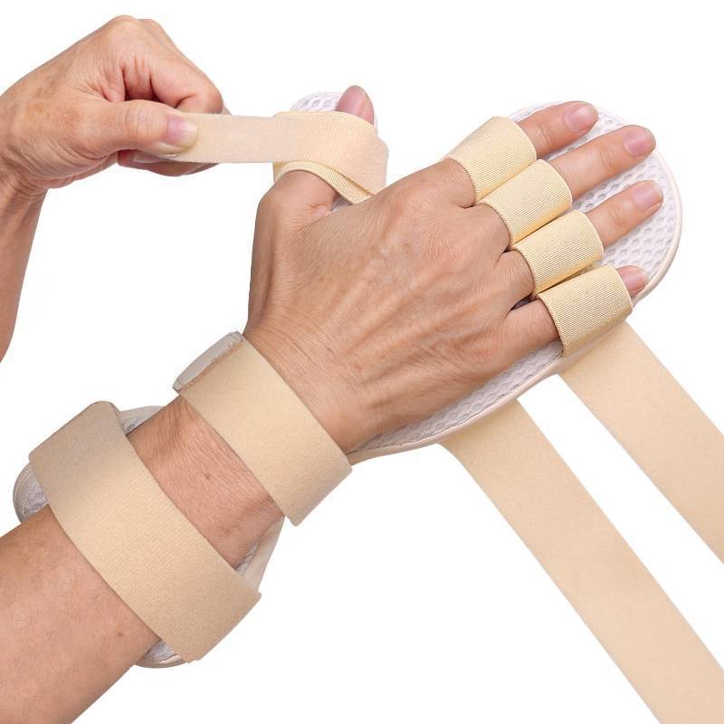 lot 14234 image: DrFinger Stroke Hand Brace Splint for Straightening Fingers with 5 Fingers Resting Support,Prevent Fingers Curling, Dupuytrens Contractures, Hand Spasms, Fit Right & Left, Men & Women - L