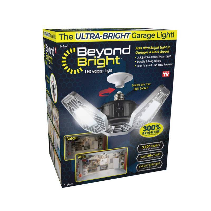 lot 11066 image: Ontel Beyond Bright LED Ultra-Bright Garage Light - 3 Adjustable Panels, Energy Efficient, Easy to Install, Durable and Long-Lasting Light for Garages, Warehouses and More