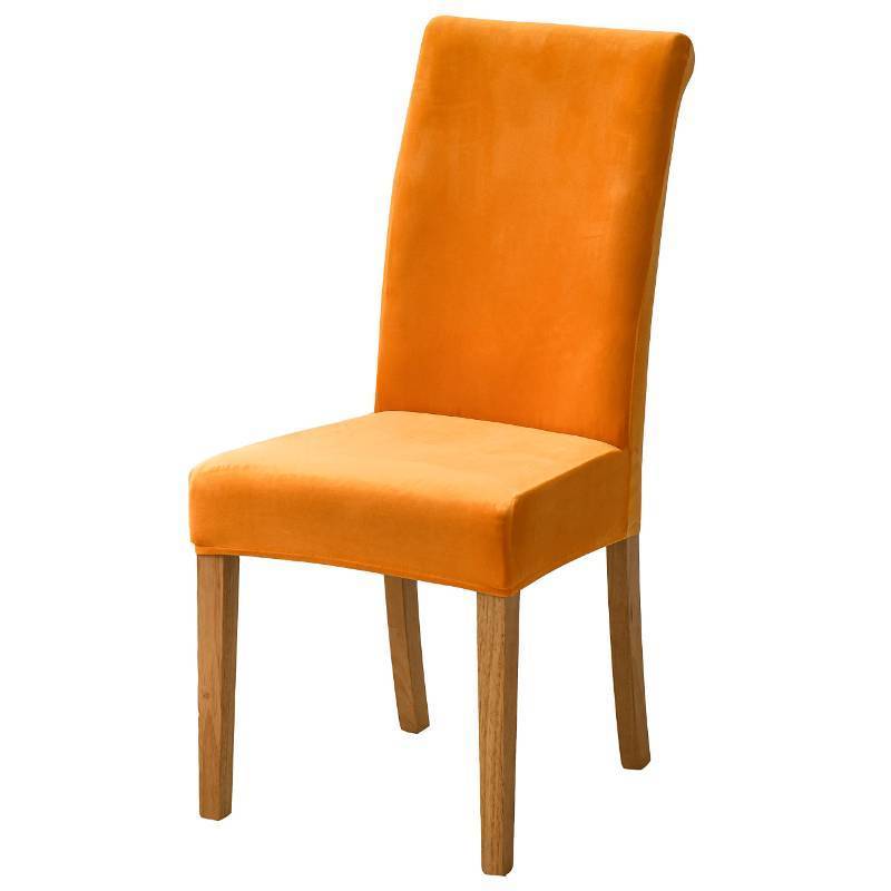 lot 11101 image: Lalluxy Velvet Chair Covers for Dining Chairs Set of 6, Stretchy Soft Parson Chair Covers Removable Washable Kitchen Dining Room Chair Slipcovers with Elastic for Universal Fit (Orange)
