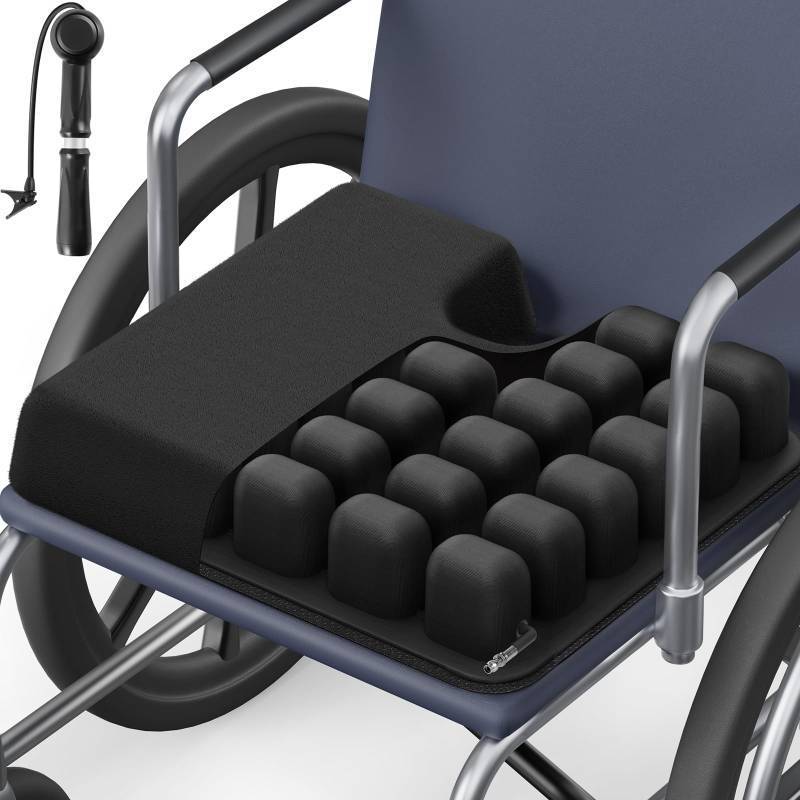 lot 13876 image: ADERI Inflatable Wheelchair Cushion with Dynamic Air Chambers for Pressure Sore & Ulcer, Ergonomic U-Shaped Pressure Relief Seat Cushion for Tailbone Pain Relief, Waterproof Fabric & Anti-Slip Base