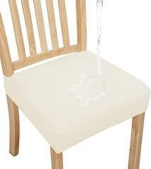 lot 14269 image: Waterproof Dining Chair Seat Covers Light Yellow