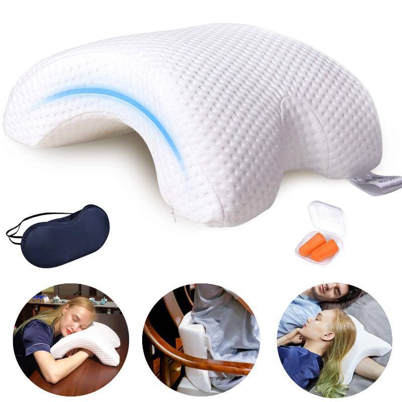 lot 6329 image: Sleeping Cuddle Pillow for Couple, Memory Foam Arched U-Shaped Arm Hole Pillow, Providing Comfort and Support in Travel Rest Office and Bed