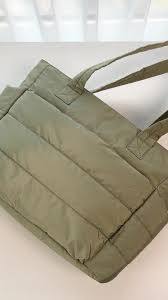 lot 6335 image: Beige Quilted Puffer Tote Bag with Shoulder Strap