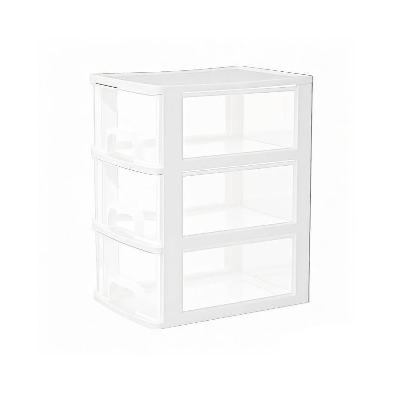 lot 17601 image: Gonice Small 3 Drawer Storage Organizer, White Plastic Drawer Storage, Small Desktop Organizer for Home, Office