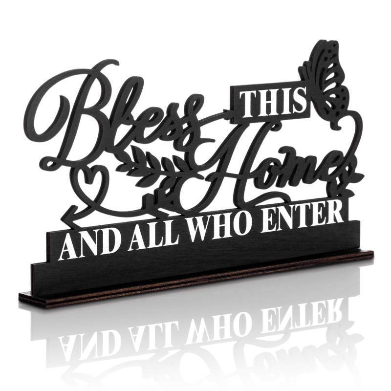 lot 4383 image: Jetec Inspirational Table Art with God All Things Are Possible Positive Sign Home Table Decoration, Motivational Centerpieces Letter Sign Wooden for Faith Motivational Decor(Bless All Who Enter)