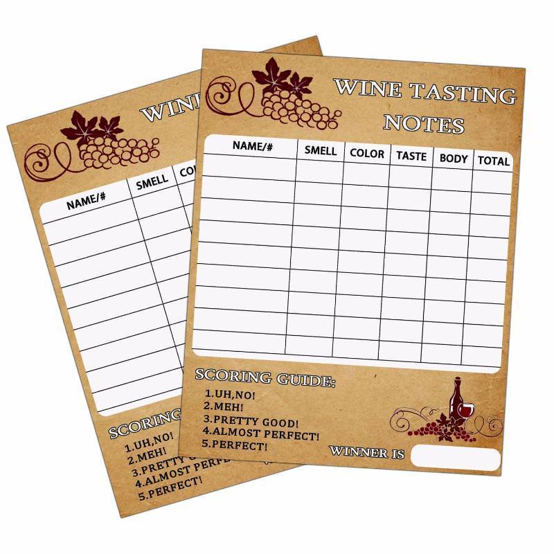 lot 16452 image: Hodmopli 30 Pack Wine Tasting Scorecard 5�7 inch Wine Tasting Party Card Tasting Note Sheets for Wind Blind Tasting Parties
