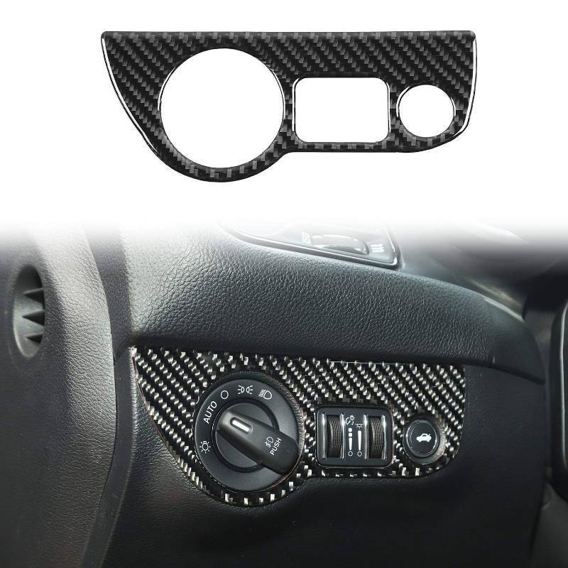 lot 16455 image: Voodonala for Challenger Charger Real Carbon Fiber Headlight Switches Control Button Knob Trim Decor for 2015-2026 Dodge Challenger, for 2010-2024 Dodge Charger Interior Accessories,1pc