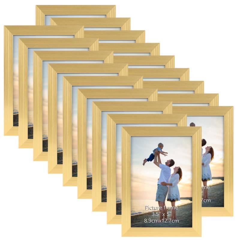 lot 9490 image: Hoikwo 18 Packs 3.5x5 Gold Multi Plastic Picture Frames Set with Plastic Cover for Family Photos, Artwork, Light Weight Bulk 3.5 by 5 Frames Pack for Wall Hanging and Table, Stylish Picture Frames