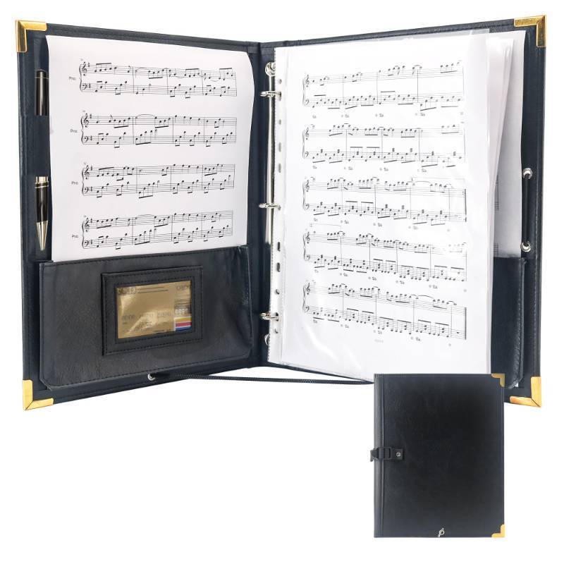 lot 16459 image: GraduatePro Sheet Music Choir Folder Black, 3 Rings Binder 12.5 x 10 Piano Music Binder with Elastic Band,10 Pockets for Sheets 8.5  11A4