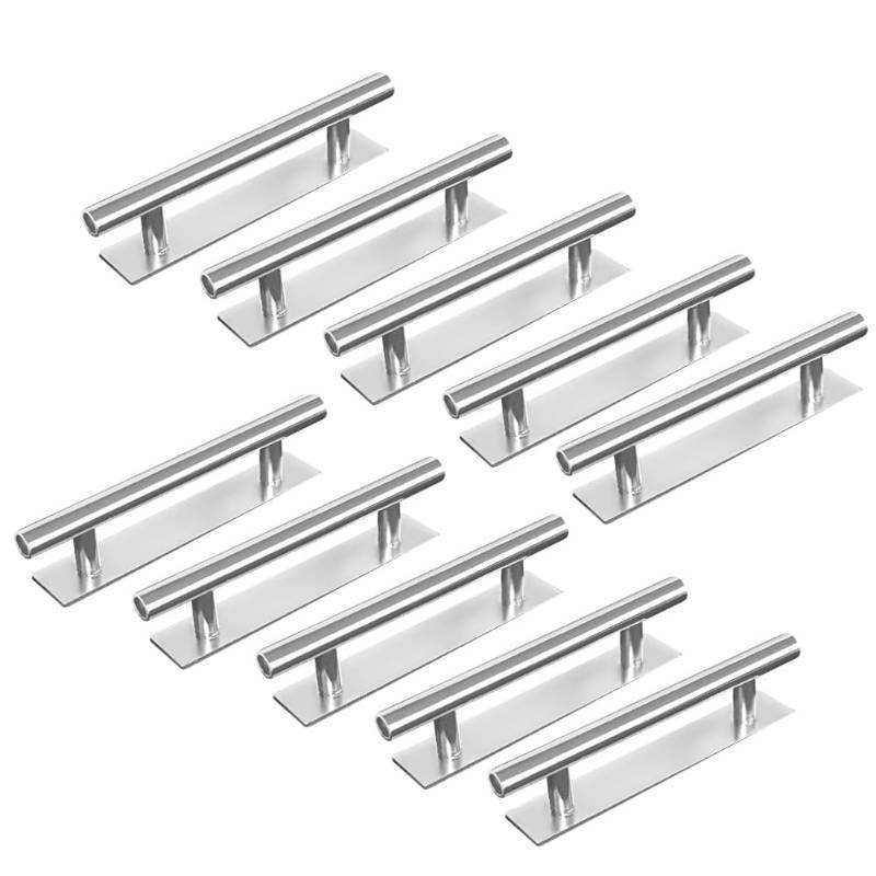 lot 18405 image: DBTHTSK 10 Pack Self-Stick Push Pull Helper ABS Plastic Wardrobe Handle Instant Cabinet Drawer Furniture Handles (Silver)