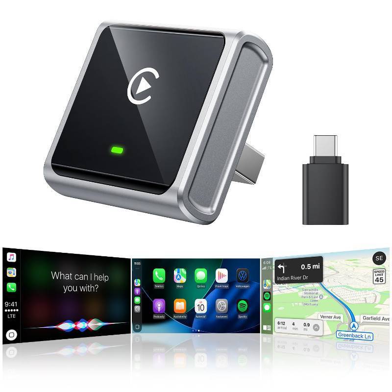 lot 10161 image: 2026 Wireless CarPlay Adapter for Apple Only, Upgrade Mini Aluminium Car Play Adapter Converts Wired to Wireless CarPlay for iPhone, Plug & Play, Auto Connect Fast and Stable, with USB-C, Grey