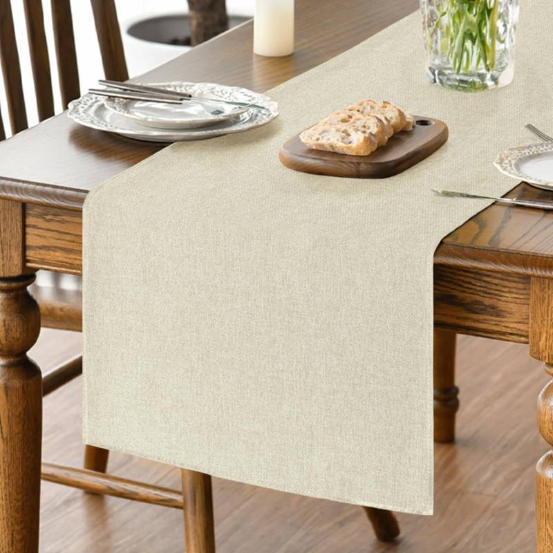 lot 18414 image: Artoid Mode Beige Table Runner, Seasonal Summer Fall Washable Kitchen Dining Table Decoration for Home Party Decor 13x90 Inch