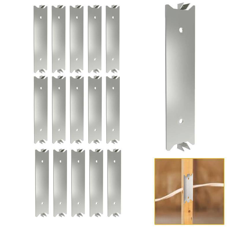 lot 16464 image: Nail Plates for Wood Studs, 1.5 x 6 Inch Sharp Pointed Prongs, Cable Wire Protector Plate, Anti-Nail Protection Plate Shield, Protecting Plumbing and Wiring, Iron Galvanized (6in-30pcs)