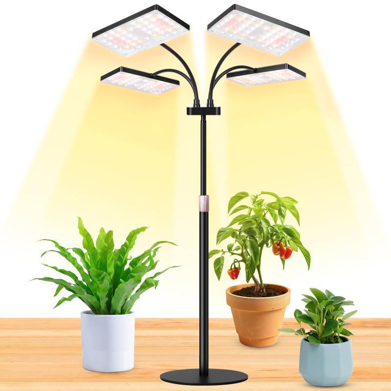 lot 15934 image: LBW Desk Grow Light for Indoor Plants, Full Spectrum Desk Plant Lamp with 4 Adjustable Goosenecks, Wide Coverage, Plug & Play, for Seedlings, Succulents & Houseplants