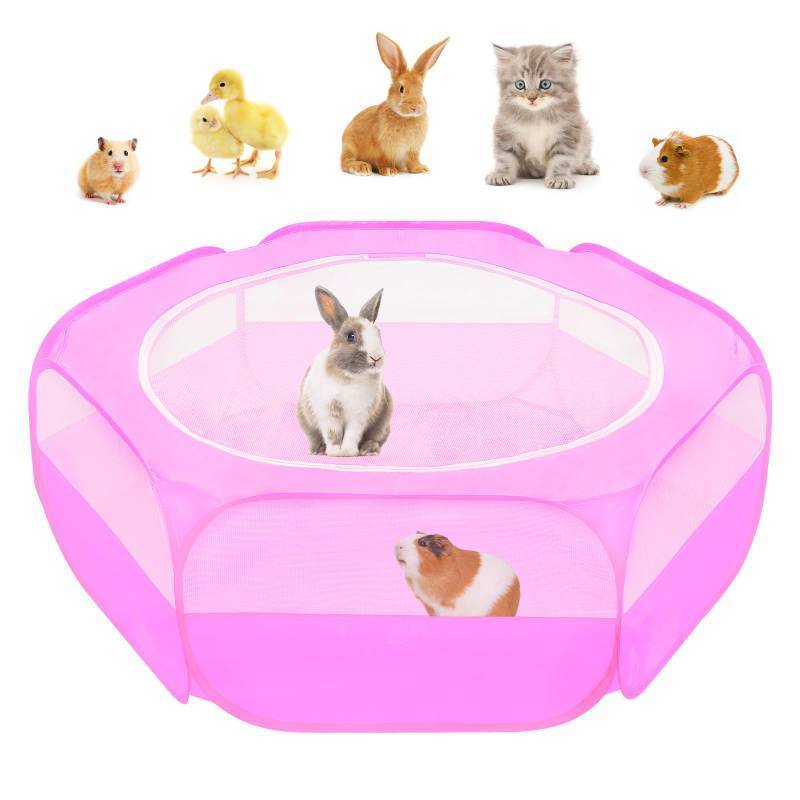 lot 2452 image: Amakunft Small Animal Playpen with Mesh Cover 47x23.6x15in �� Portable Pop-Up Bunny Play Pen Foldable and Breathable Indoor Outdoor Chick Brooder Box for Guinea Pig, Hamster, Rabbit, Kitten