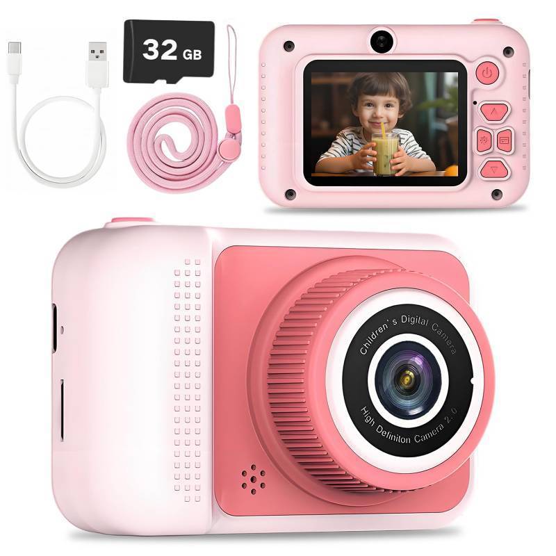 lot 2454 image: Pink Kids Camera Toys for Girls Age 3-8, 1080P HD Toddler Digital Video Camera with 32GB SD Card, Christmas Birthday Gifts for 4 5 6 7 Year Old