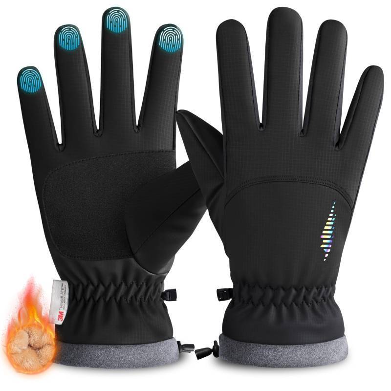 lot 16475 image: rivmount Kids Ski Gloves Touchscreen Waterproof Warm for Boy Girl Youth Skiing Cycling Snow Winter (Black XL)