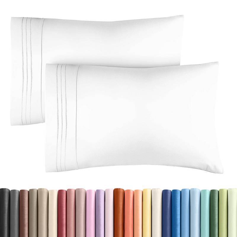 lot 16476 image: Queen Pillow Cases Set of 2 - Ultra Soft Hotel Quality Pillowcase Covers - Comfy, Cozy & Wrinkle Free - Shrinkage, Stain and Fade Resistant - Machine Washable Pillow Protectors - 2 Piece Set - White
