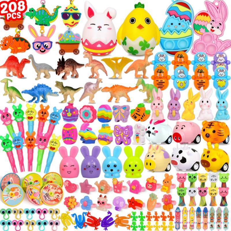lot 16477 image: MUKOSEL 208pcs Easter Egg Fillers, Easter Basket Stuffers, Easter Egg Stuffers Small Toys for Easter Egg Fillers Bulk for Kids Boys Girls Filled Egg Hunt Party Favors Classroom Prizes
