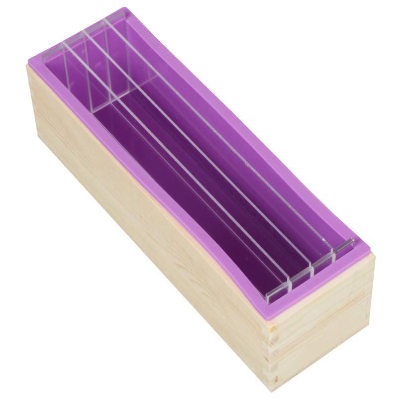 lot 16489 image: 42oz Silicone Soap Molds, Loaf Soap Making Mold with 5 Acrylic Dividers, DIY Handmade Soap Swirl Tools for Soap Making (Purple)