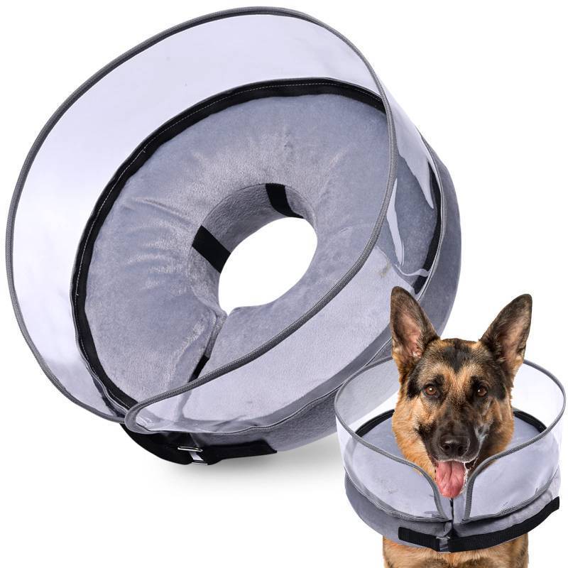lot 10196 image: BARKLESS Dog Cone, Inflatable Dog Cone After Surgery for Large Breeds, Soft Surgery Collar with Enhanced Anti-Licking Guard Shield for Pets, Patented Protective Donut Collar