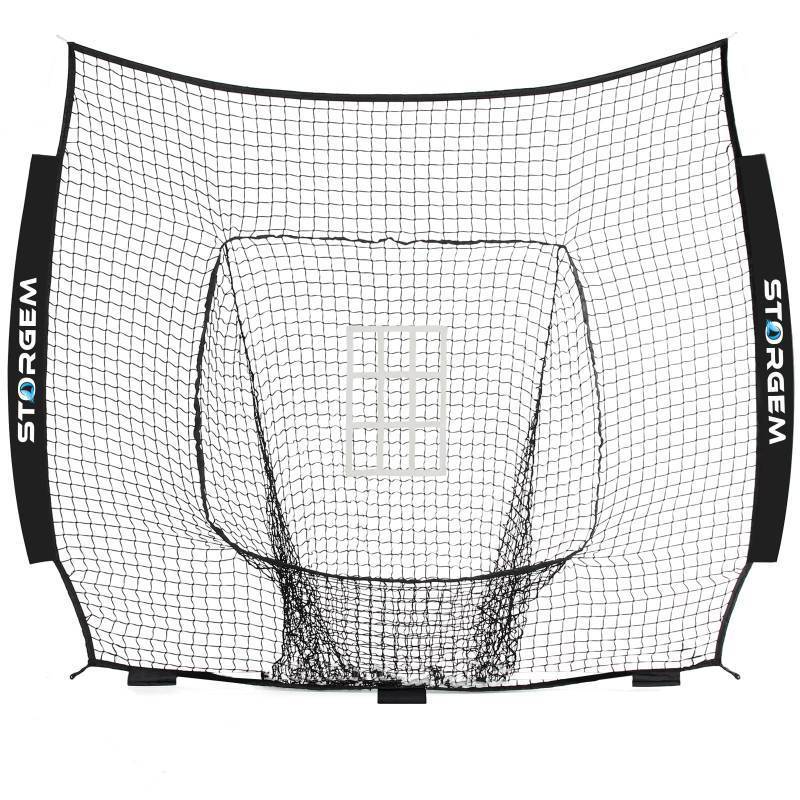 lot 9500 image: Storgem Replacement Net for Baseball Net,(Net Only),7-Strand Knotless Polyester Net,Fits the 7x7ft Size Baseball Bow Style Frames (Black)