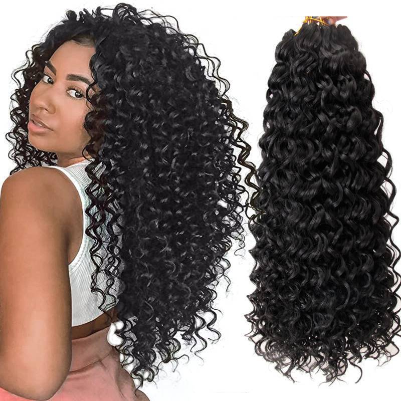 lot 12058 image: 8 Packs Curly Crochet Hair GoGo Curl Crochet hair for Women Natural Black Deep Wave Braiding hair,Synthetic Bohemian Crochet Braid Water Wave Crochet hair Extensions(18inch, 1B)