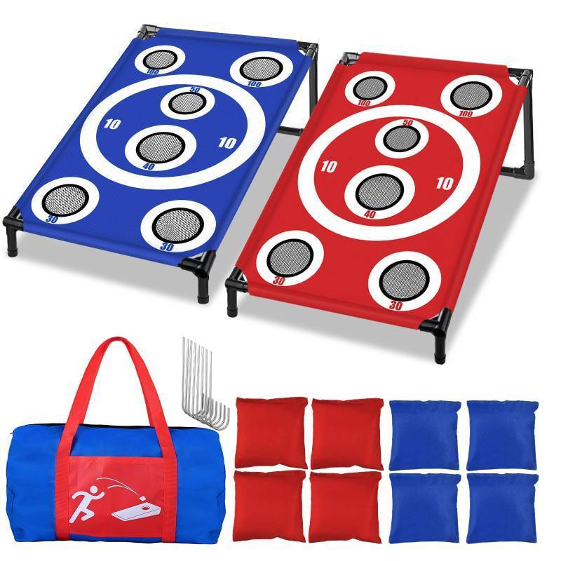 lot 13838 image: NZQXJXZ Cornhole Board Set with 8 Bean Bags 3x2 Ft Corn Hole Games Portable Cornhole Set for Indoor and Outdoor Ideal for Kids, Adults, Camping,Travel,Beach, Yard