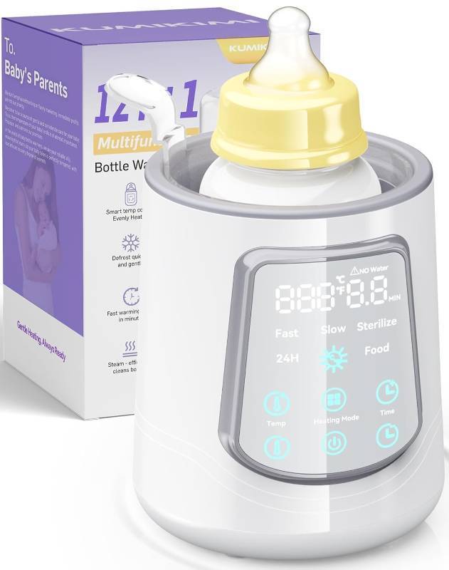 lot 19925 image: 12 in 1 Fast Baby Bottle Warmer with Even Heating No Hot Spots, Night Mode, Sterili-zing,Constant Temp Milk Warmer for Breastmilk & Formula, Fits All Bottles Lt-Gray