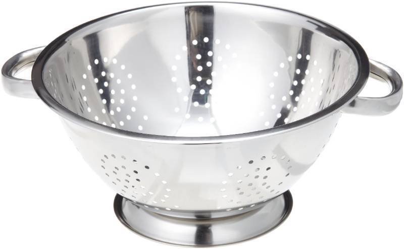 lot 14152 image: EXCELSTEEL Heavy Duty Stainless Steel Colander 5 Qt  Easy Grip Handles  Self-Draining Base  Mirror Polished  Dishwasher Safe  Pack of 1