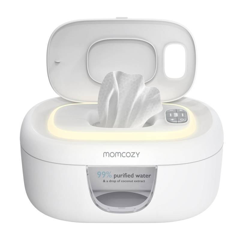 lot 11019 image: Momcozy Baby Wipe Warmer, Innovative Spring Design, Large Capacity Wipes Dispenser for 60-80pcs, Fast & Even Heating, 4 Modes of Temperature Heating Control, Diaper Wipe Warmer with Night Light, Grey