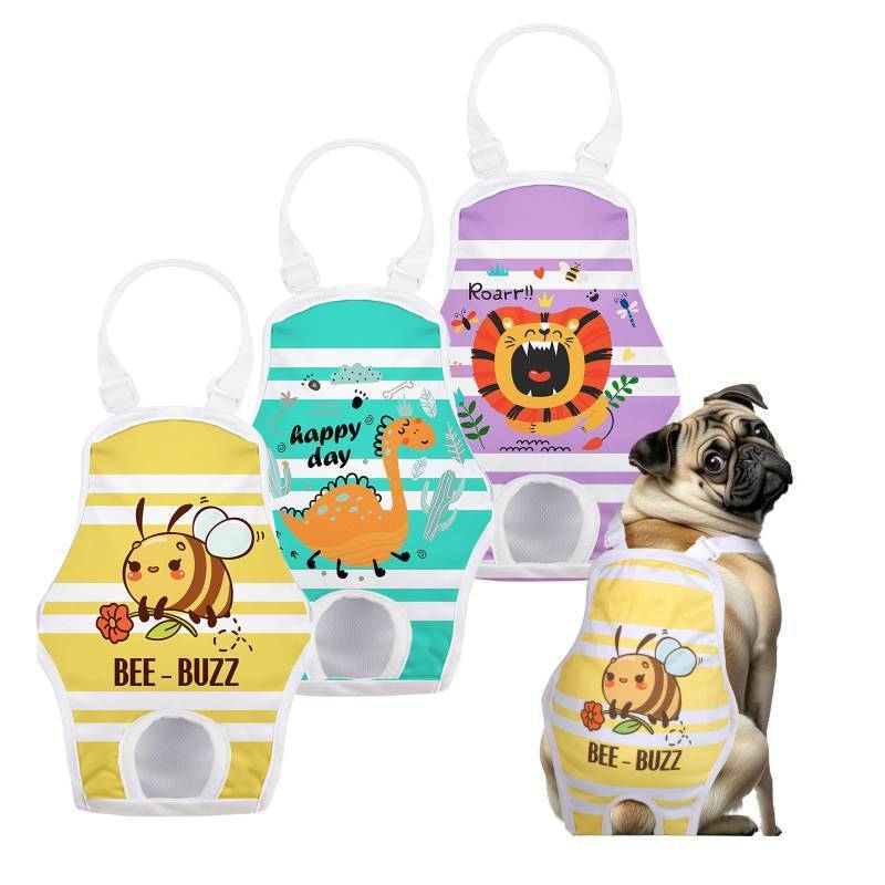 lot 20360 image: Jollywoods 3 Pack Washable Female Dog Diaper Onesie Sanitary Pantie with Adjustable Suspender, Reusable Fixed Diapers, Super Absorbent Leakproof for Small Medium Large Dog in Heat Cycle XSS
