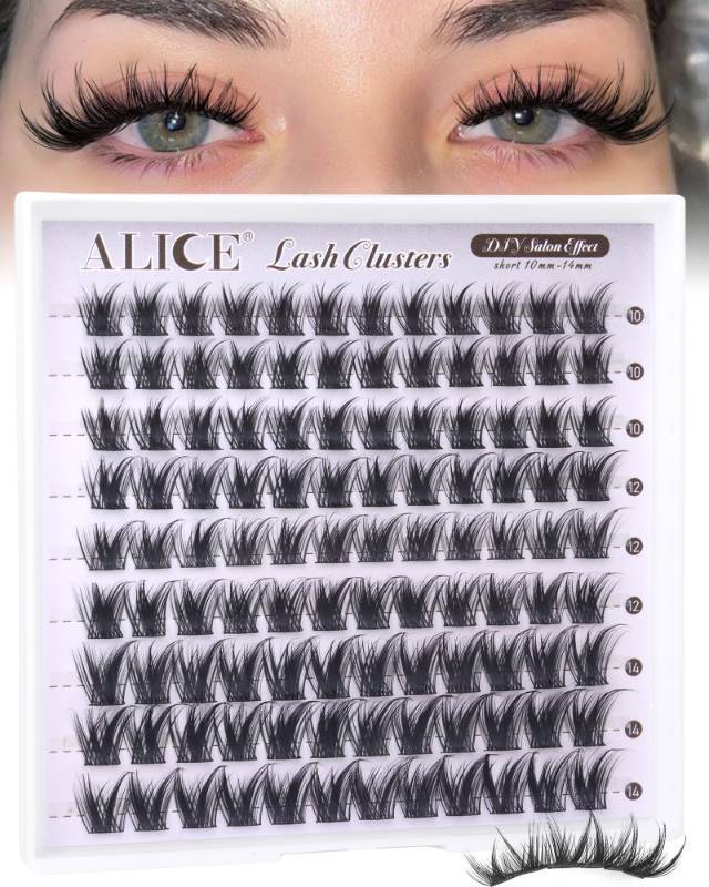 lot 4308 image: ALICE Lash Clusters Wispy Eyelash Clusters Short 10-14mm Cluster Eyelash Extensions Natural Volume Lash Extensions Thin Band DIY Individual Lashes