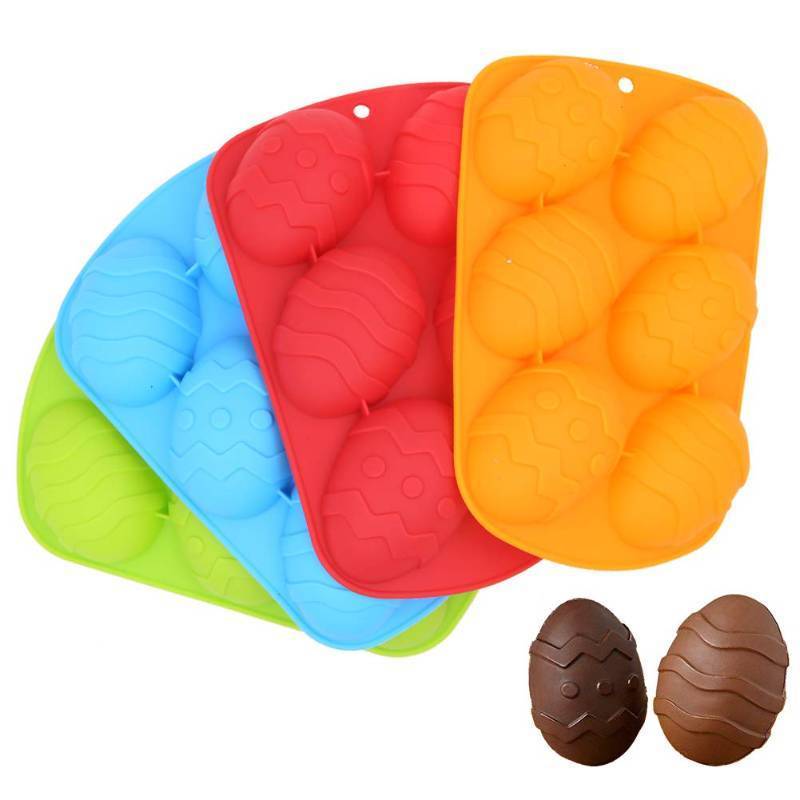lot 20366 image: Set of 4 Silicone 6-Cavity Easter Egg Shape Cake Baking Mold DIY Chocolate Bakeware Pan For Handmade Soap Pastry Cake Muffin Ice Cube Biscuit Pudding