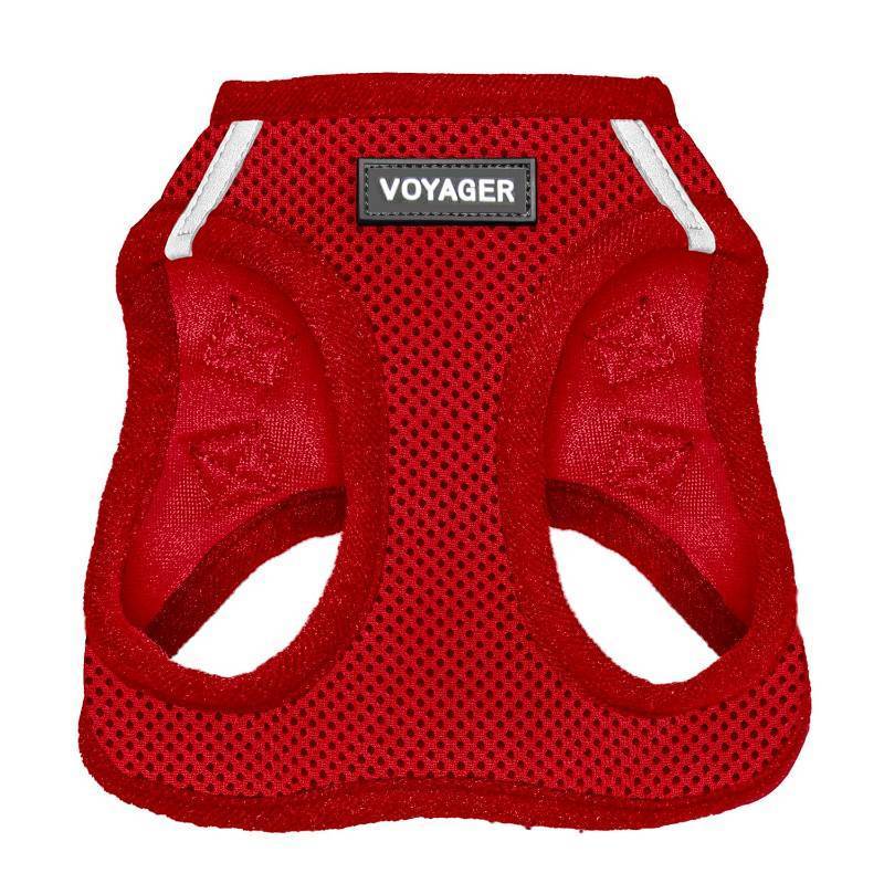 lot 4327 image: Best Pet Supplies Voyager Step-in Air Harness - All Weather Mesh, Reflective, No Pull Harness for Dogs, Cats - Secure with Hook & Loop Fastener, Buckle, Double D-Rings - Red, XXXS