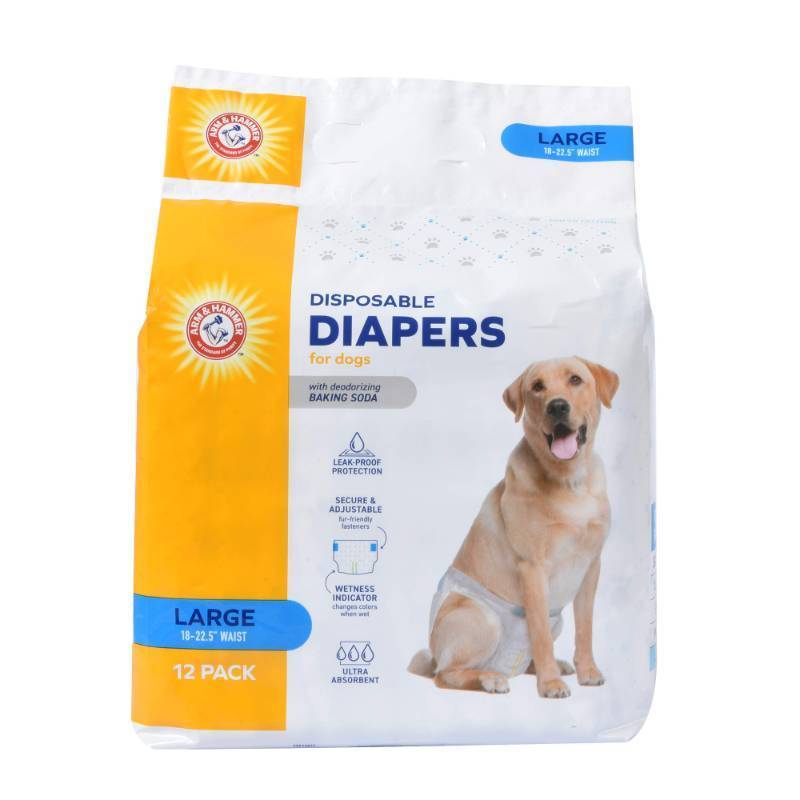 lot 12133 image: Arm & Hammer for Pets Disposable Female Dog Diapers with Odor Control and Wetness Indicator, Leak Resistant Dog Diapers for Incontinence and Heat Cycles, Size Large 18��23 in Waist, 12 Count