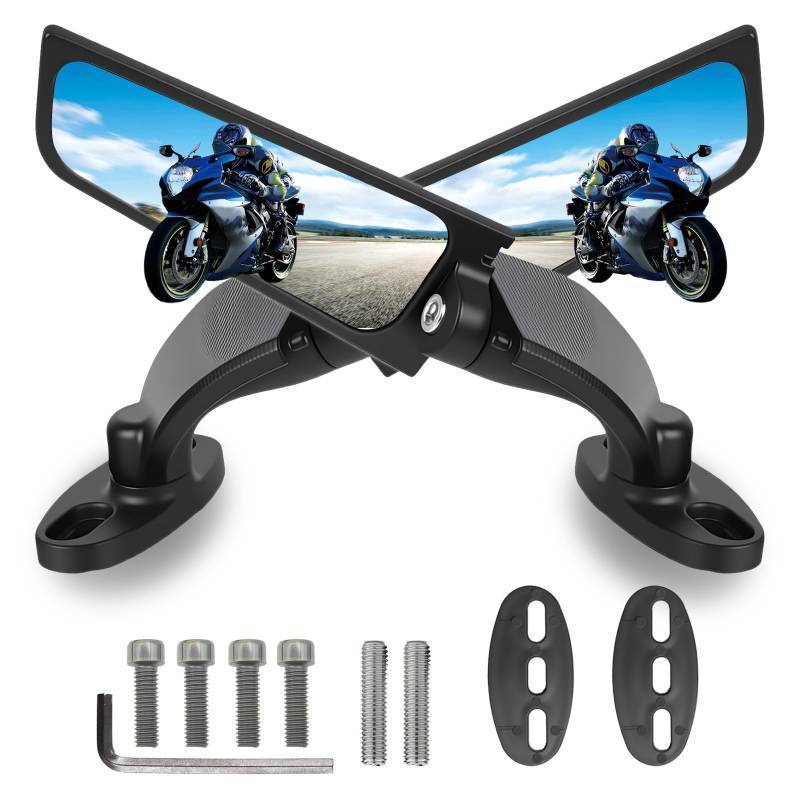 lot 14179 image: Large Size Motorcycle Rear View Mirrors for Kawasaki Ninja 400 300 650 Zx6RR, 360° Rotating Stealth Mirrors for Honda CBR250R CBR600RR CBR300R Suzuki GSXR600 750 Yamaha R125 R6S YZF600R Ducati