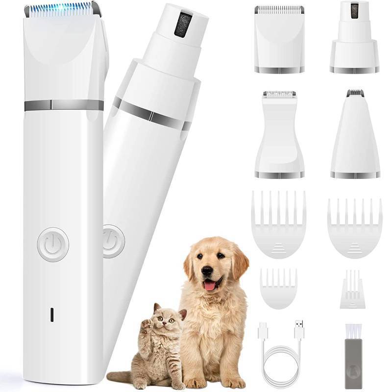 lot 12147 image: Veeconn Dog Clippers Grooming Kit Hair Clipper-Low Noise Paw Trimmer- Rechargeable - Cordless Quiet Nail Grinder Shaver for Cats and Other Pets (Used)