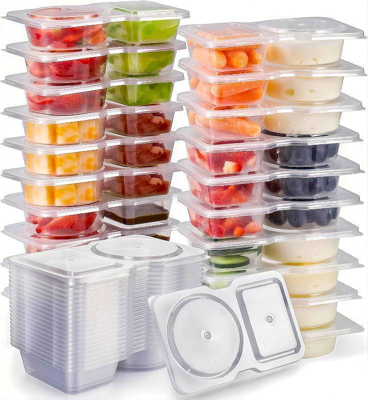 lot 2461 image: Reusable Snack Containers with Lids Snack Pack Containers 20Pcs - Snackle Box Container Portion Control - Meal Prep Containers - Double Compartment Snack Containers for Travel - Camping Essentials
