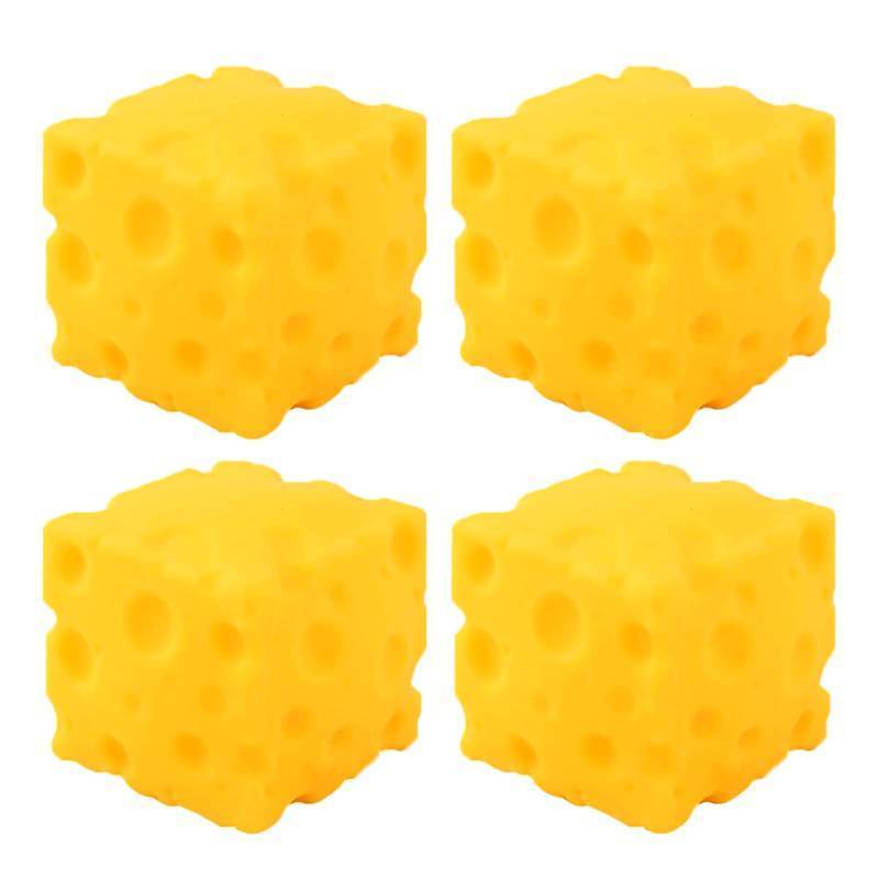 lot 6360 image: A4PCS Yellow Cheese Squishy Slow Rising, Squishy Squeeze Cheese Block, Soft Novelty Toy, Stress Balls for Adults Rebounding Sensory Squishys Cheese (4pcs)