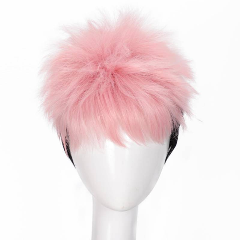 lot 10182 image: TOPHR Pink and Black Wig for Anime Cosplay, Short Sukuna Wig Heat resistant Fiber Synthetic Hair for Halloween or Party Costume