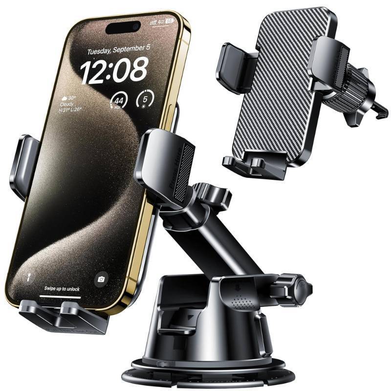 lot 10195 image: Qifutan Dash Mounted Holders Phone Holders for Your Car Phone Mount for Car Windshield Dashboard Air Vent Universal Desk Mounts Hands Free Automobile Cell Phone Holder Fit for iPhone Smartphone